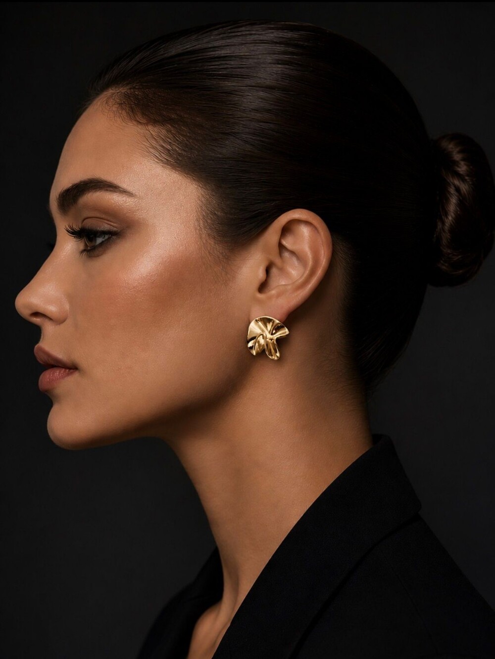 Shiny Gold Organic Petal Earrings